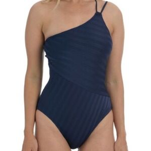 La Blanca Linea Costa One Shoulder One-Piece Swimsuit Indigo Blue 10